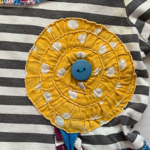 Jelly Pug Girls Sz 7 Striped Fall Apples Ruffle Flower Long sleeved Dress - Picture 6 of 8